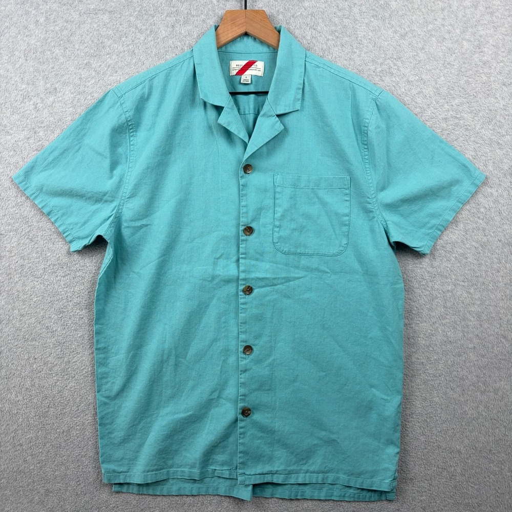 Best Made Co Shirt Mens Small Blue Cotton Linen Camp Collar Button Up Slim Fit